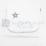 Fasciatoio Pieghevole In Cotone Bianco Con Ricamo Orso Con Stella E Cuscinetto Interno Neonata LA SARTORIA DEI PICCOLI L - LA SARTORIA DEI PICCOLI - LuxuryKids