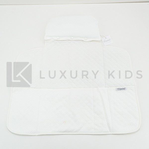 Fasciatoio Pieghevole In Cotone Trapuntato Bianco Con Ricamo Trenino E Cuscinetto Interno Neonata LA SARTORIA DEI PICCOL - LA SARTORIA DEI PICCOLI - LuxuryKids
