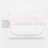 Fasciatoio Pieghevole In Cotone Trapuntato Panna Con Fascia Rosa E Cuscinetto Interno Neonata LA SARTORIA DEI PICCOLI LF - LA SARTORIA DEI PICCOLI - LuxuryKids