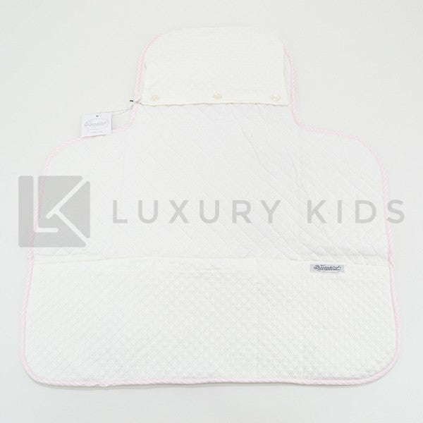 Fasciatoio Pieghevole In Cotone Trapuntato Panna Con Fascia Rosa E Cuscinetto Interno Neonata LA SARTORIA DEI PICCOLI LF - LA SARTORIA DEI PICCOLI - LuxuryKids
