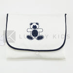 Fasciatoio Pieghevole In Cotone Trapuntato Panna Con Ricamo Orso Blu E Cuscinetto Interno Neonata LA SARTORIA DEI PICCOL - LA SARTORIA DEI PICCOLI - LuxuryKids
