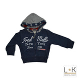 Felpa Con Cappuccio Blu In Caldo Cotone Neonato Fred Mello 12659 - FRED MELLO - LuxuryKids
