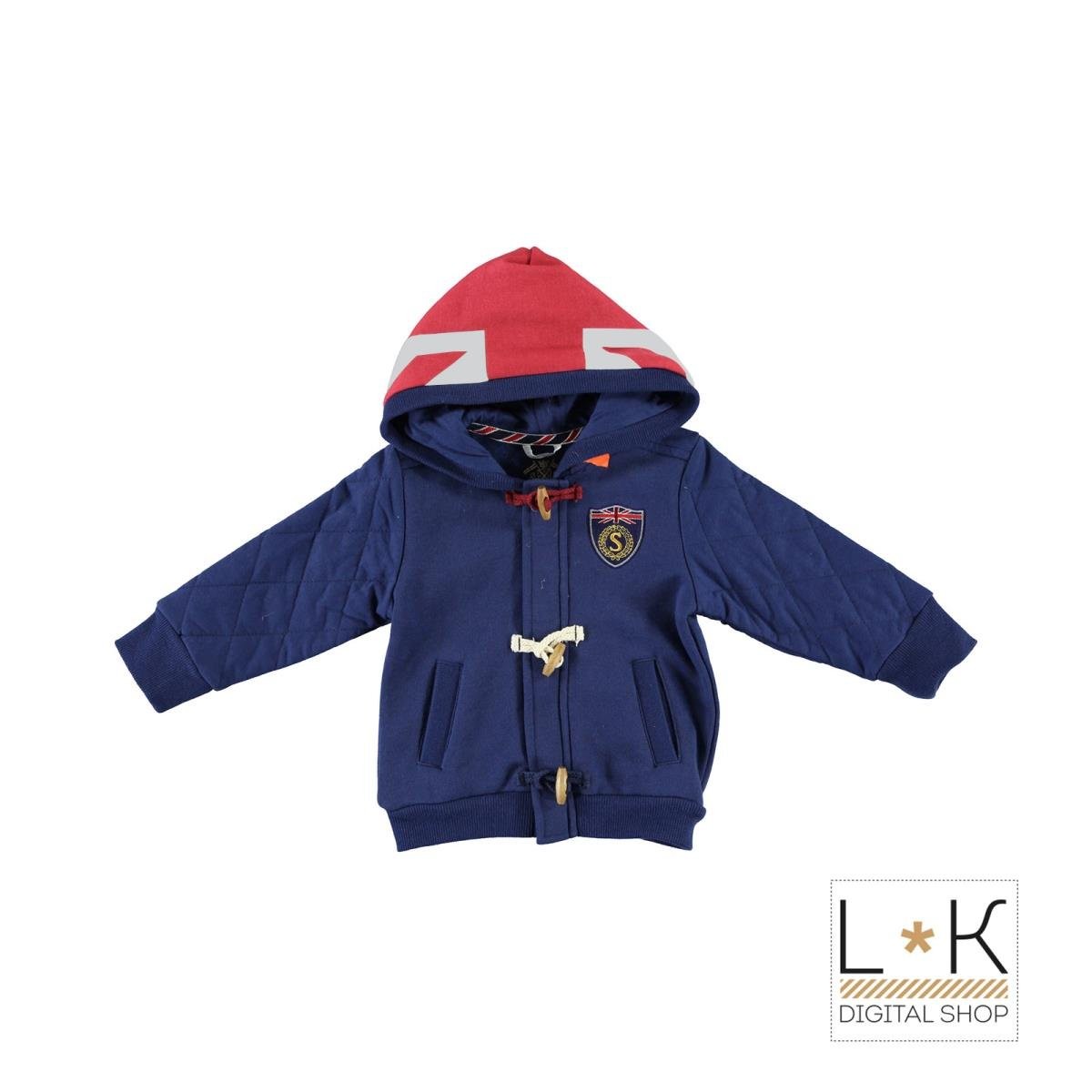 Felpa con Cappuccio in Caldo Cotone Blu Neonato Sarabanda N145 - SARABANDA - LuxuryKids