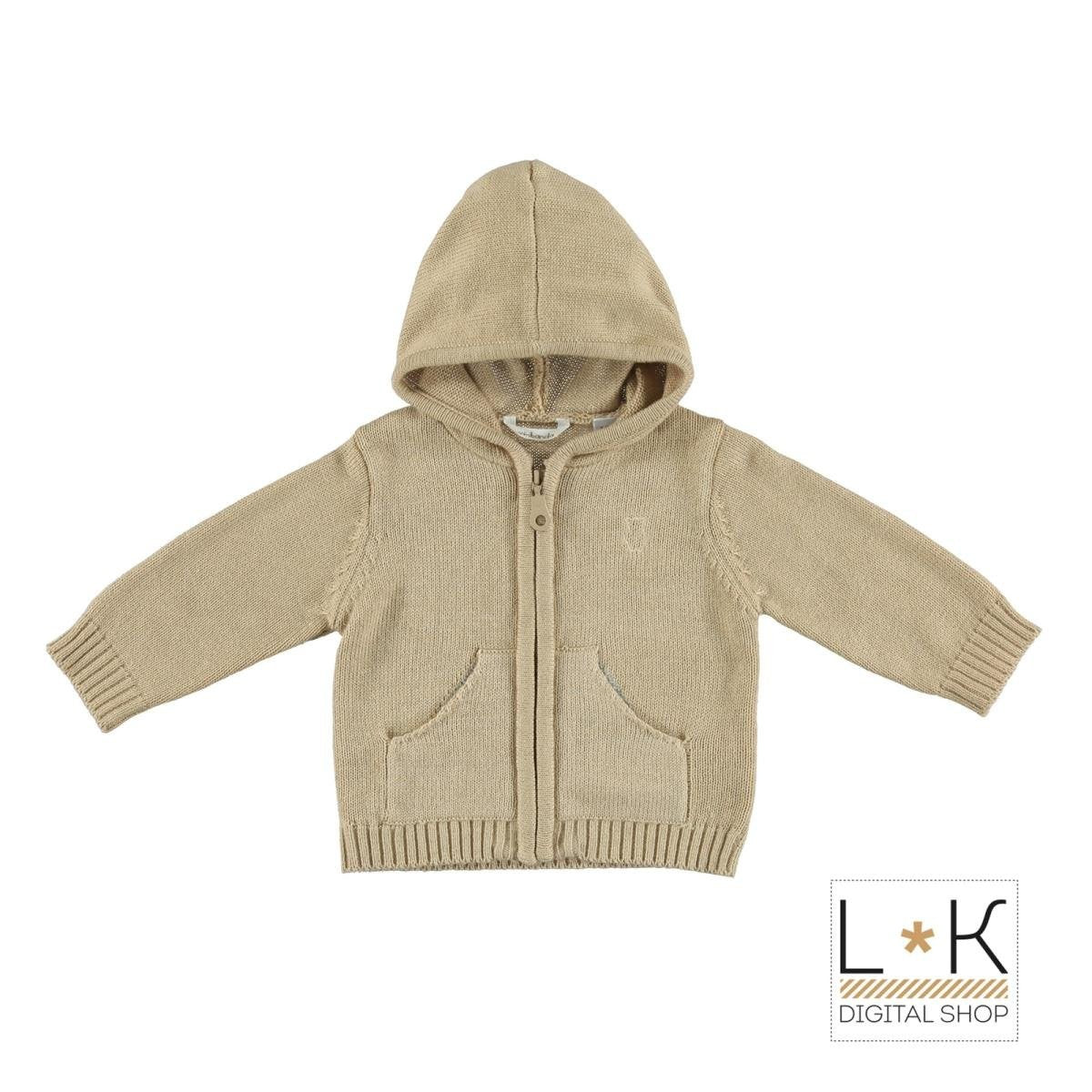 Felpa con Cappuccio in Misto Lana Beige Neonato Minibanda 603 - MINIBANDA - LuxuryKids