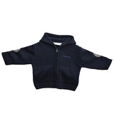 Felpa con Cappuccio in Misto Lana Blu Neonato Minbanda F746 - MINIBANDA - LuxuryKids