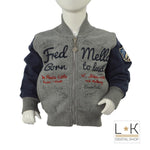 Felpa con Zip in Caldo Cotone Grigio-Blu Neonato Fred Mello 12827 - FRED MELLO - LuxuryKids