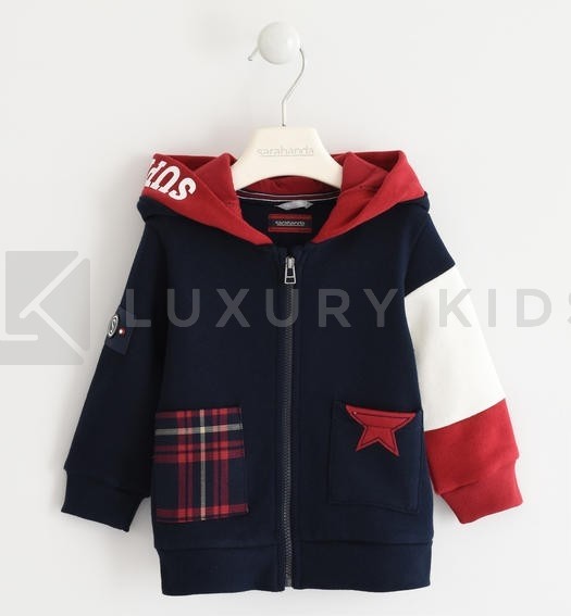 Felpa Full Zip Color Block Blu Neonato Sarabanda K136 - SARABANDA - LuxuryKids