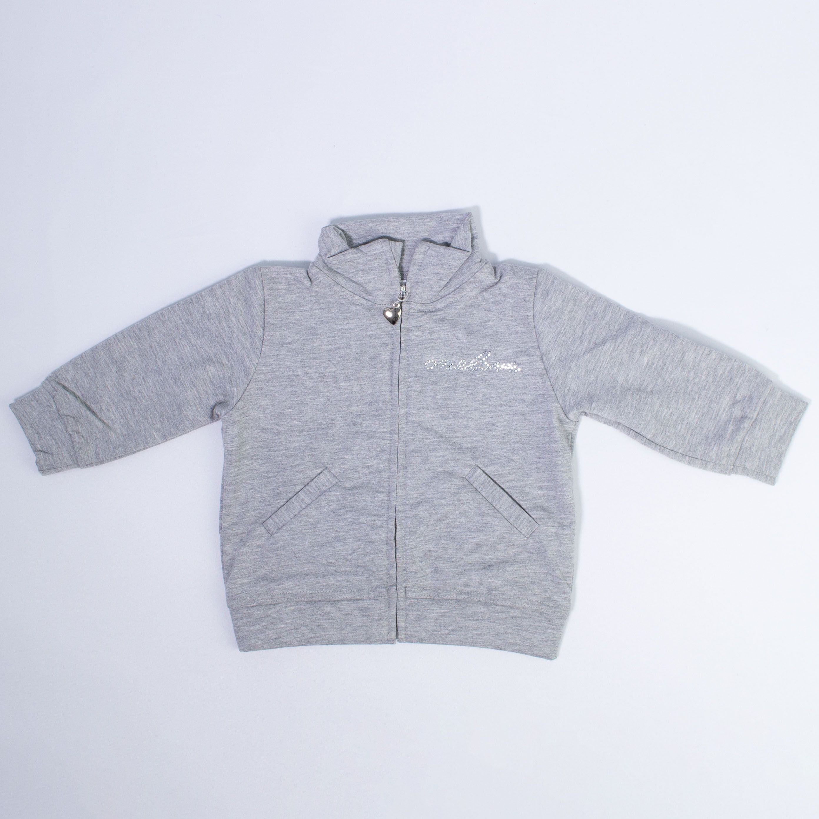 Felpa in Caldo Cotone Con Zip Grigio Neonata One Love 305F200 - ONE LOVE - LuxuryKids