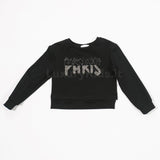 Felpa in Caldo Cotone Nera Linea Couture con Pietrine sul Petto Per Neonata Fun&Fun FNBST0065 - FUN&FUN - LuxuryKids