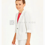 Giacca Elegante E Morbida Bianca Bambina Sarabanda J433 - SARABANDA - LuxuryKids