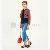 Giacca Modello Chanel Rossa E Blu Bambina Sarabanda J438 - SARABANDA - LuxuryKids