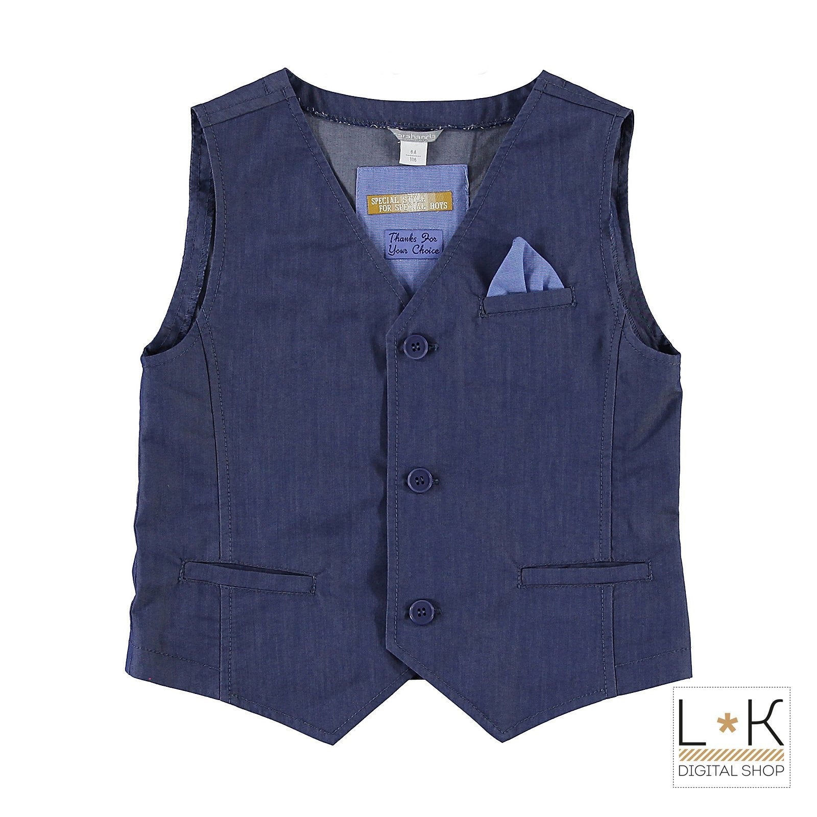 Gilet Bambino con Pochette Sarabanda Azzurro M370 - SARABANDA - LuxuryKids