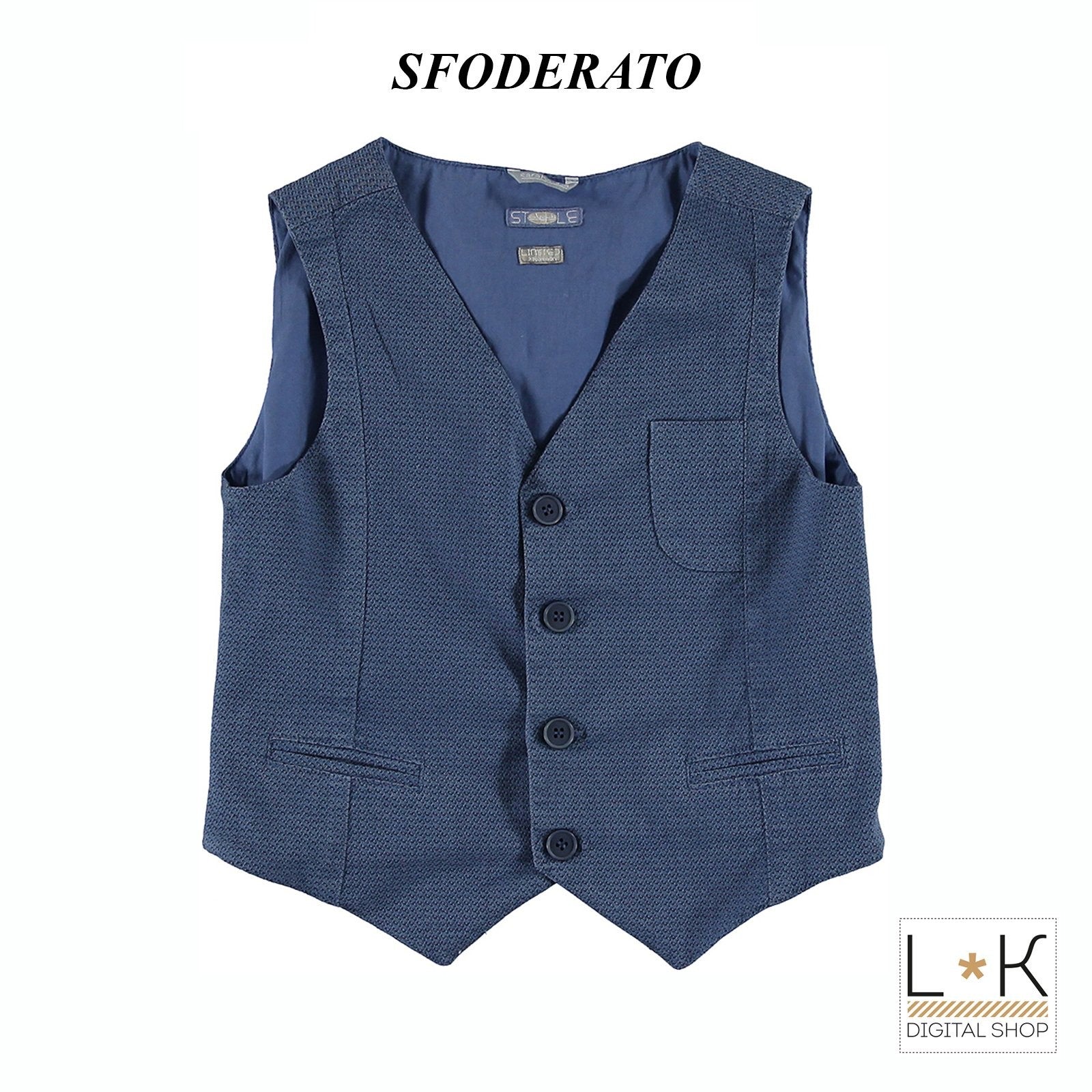 Gilet Bambino con Pochette Sarabanda Blu Q392 - SARABANDA - LuxuryKids
