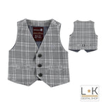 Gilet Elegante a Quadretti Grigio Neonato Sarabanda L181 - SARABANDA - LuxuryKids