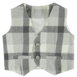 Gilet Elegante a Quadri Grigio-Bianco Neonato Minibanda  T690 - MINIBANDA - LuxuryKids