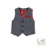Gilet Elegante a Righe Grigio Neonato Sarabanda T170 - SARABANDA - LuxuryKids