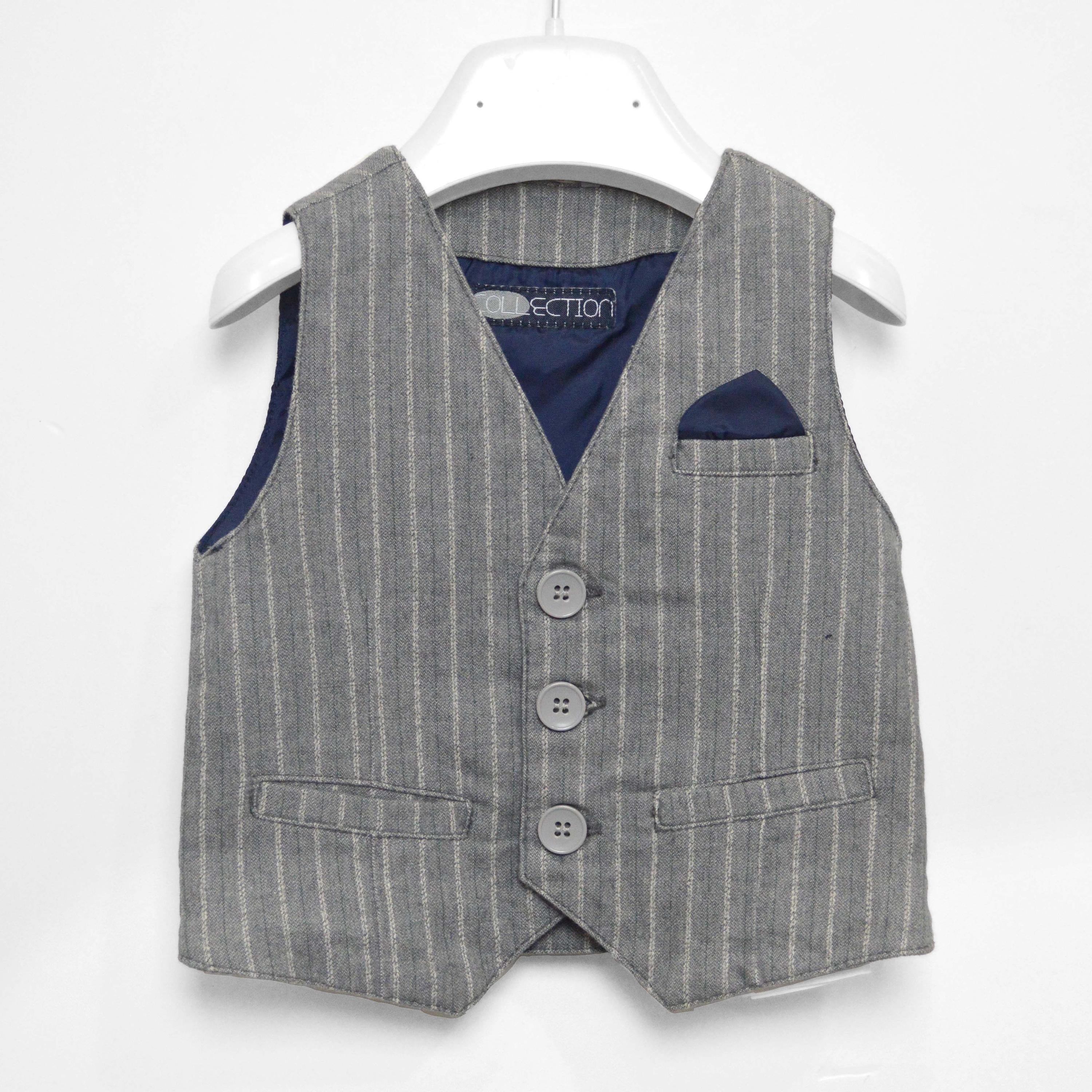 Gilet Elegante a Righe Grigio Neonato Sarabanda T170G - SARABANDA - LuxuryKids