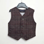 Gilet Elegante in Misto Lana Bordeaux con Effetto a Quadretti Per Neonato Manuell&Frank MF5004N - MANUELL&FRANK - LuxuryKids