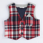 Gilet In Panno Fantasia Scozzese Rosso Blu Neonato Minibanda K691 - MINIBANDA - LuxuryKids