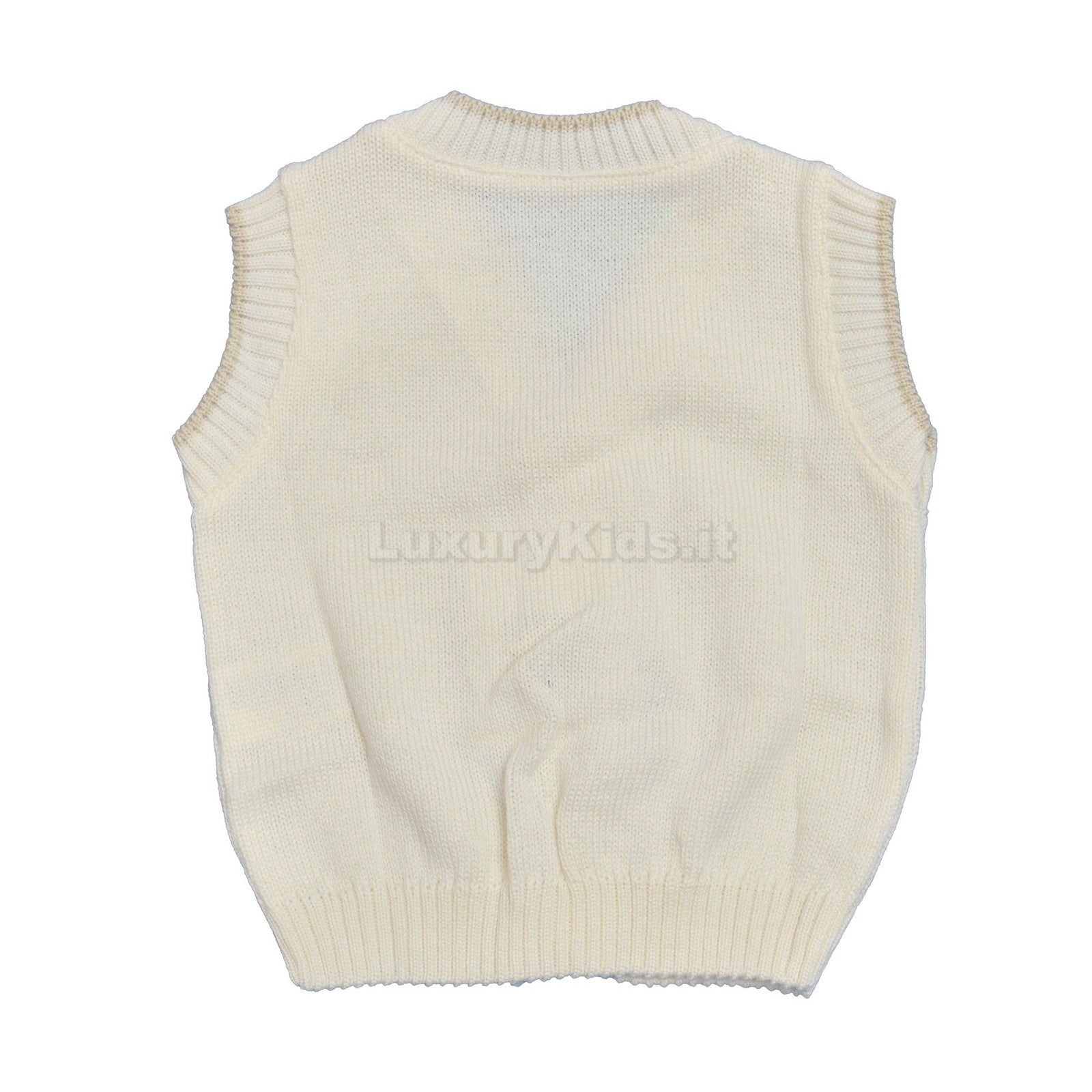 Gilet Scollo V in Lana Beige Neonato Bufi 9772A5 - BUFI - LuxuryKids