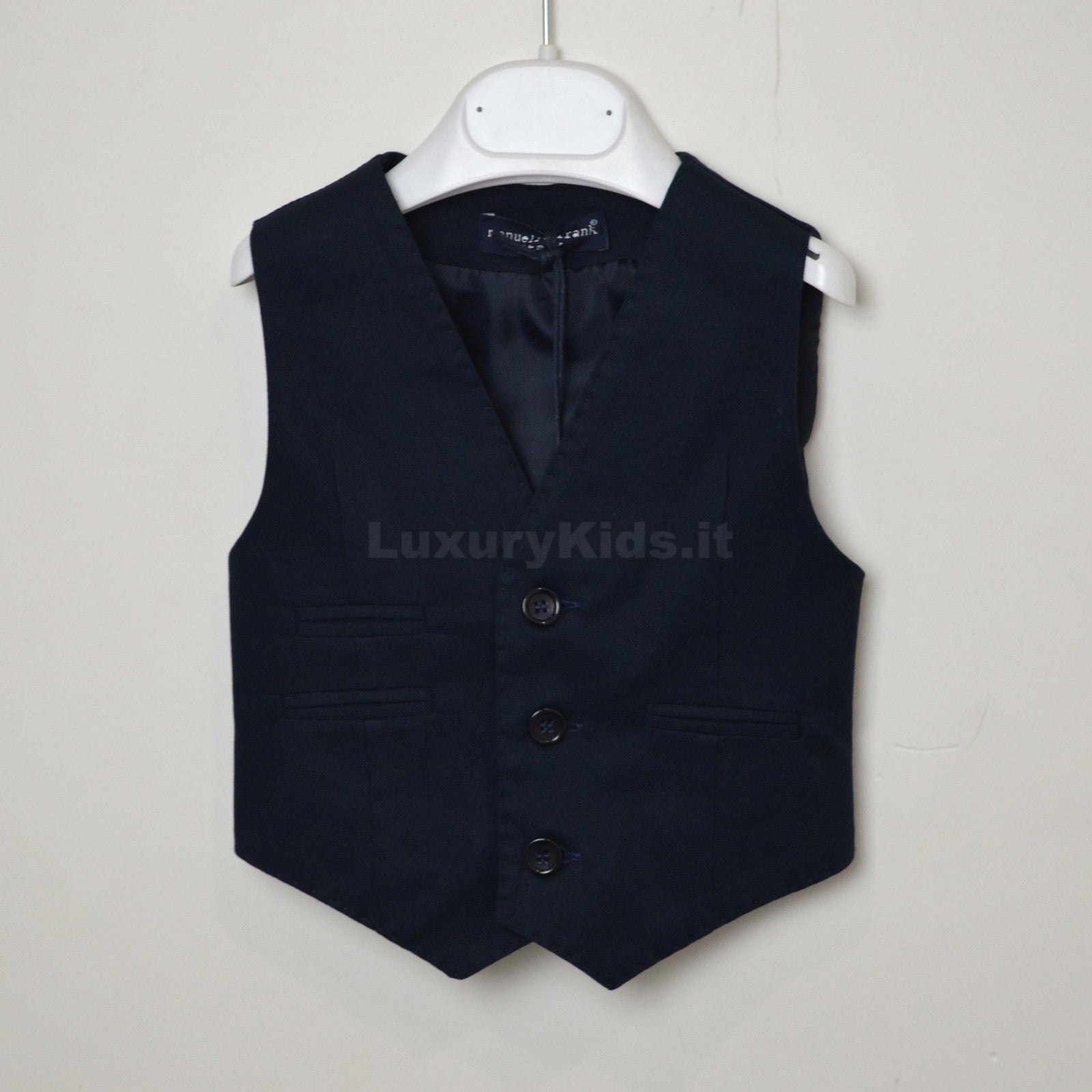 Gilet Tinta Unita in Cotone Elegante Bambino Blu Manuell & Frank M2490 - MANUELL&FRANK - LuxuryKids