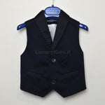 Gilet Tinta Unita in Raso Bambino Blu Scuro Manuell & Frank M3151 - MANUELL&FRANK - LuxuryKids