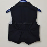 Gilet Tinta Unita in Raso Bambino Blu Scuro Manuell & Frank M3151 - MANUELL&FRANK - LuxuryKids