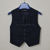 Gilet Tinta Unita in Raso Blu Elegante Bambino Manuell & Frank M2491 - MANUELL&FRANK - LuxuryKids