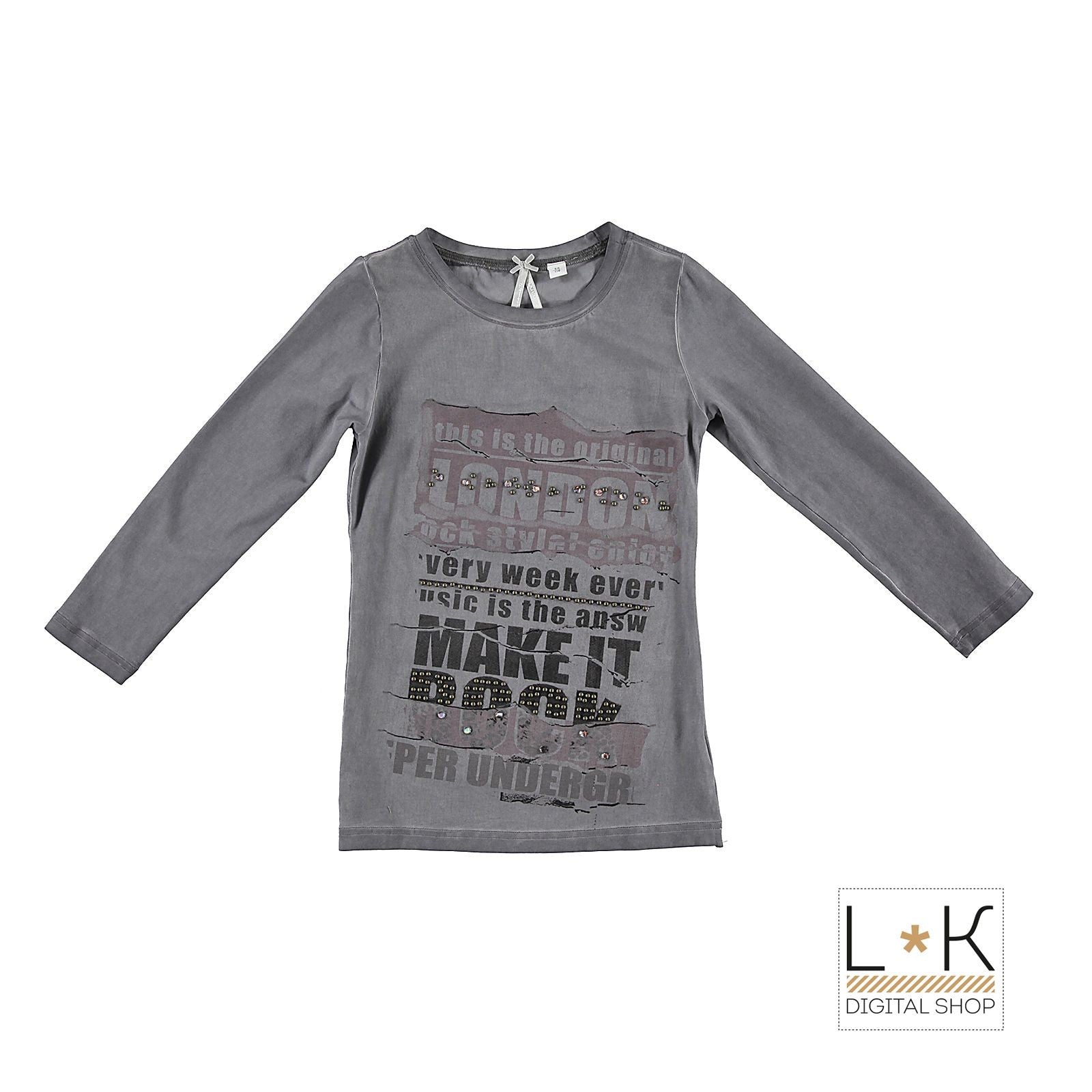 Girocollo con Stampa Bambina Grigio Sarabanda L455 - SARABANDA - LuxuryKids