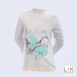 Girocollo in Caldo Cotone Bianco con Stampa Bambina Fun&Fun FNBTS7006 - FUN&FUN - LuxuryKids