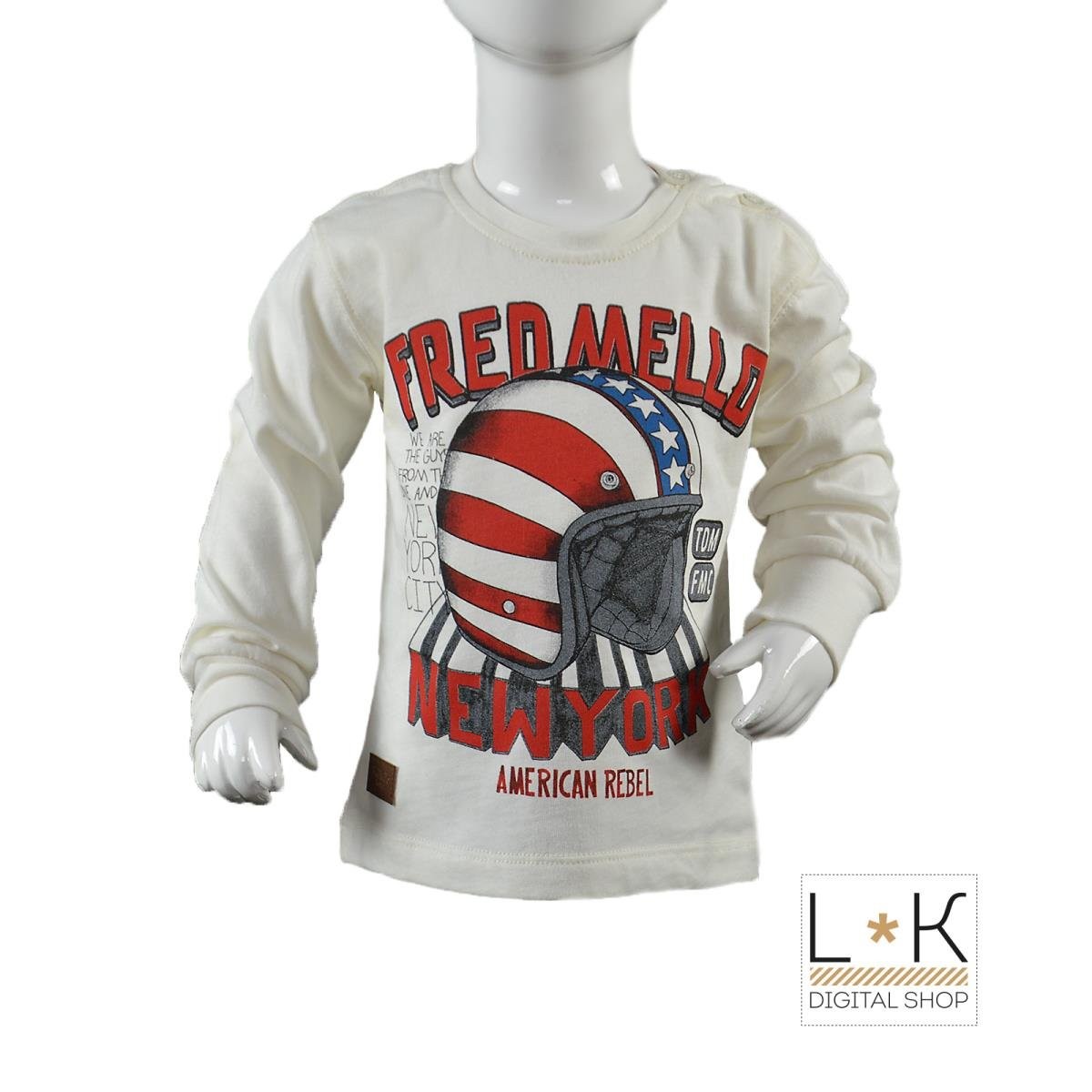 Girocollo in Caldo Cotone Bianco Neonato Fred Mello 12668 - FRED MELLO - LuxuryKids