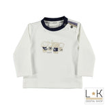 Girocollo in caldo Cotone Bianco Neonato Minibanda H626 - MINIBANDA - LuxuryKids