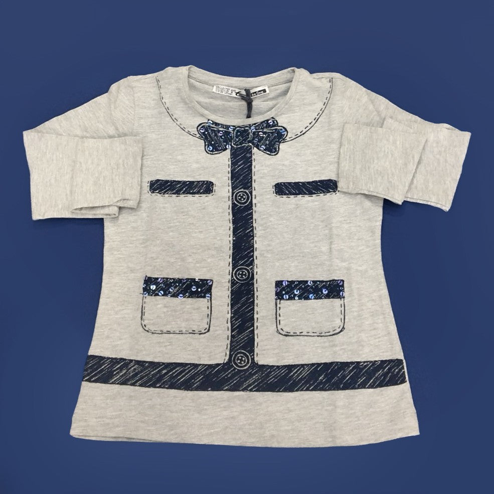 Girocollo in Caldo Cotone Grigio con Stampa Bambina Take Two MO3213 - TAKE TWO - LuxuryKids