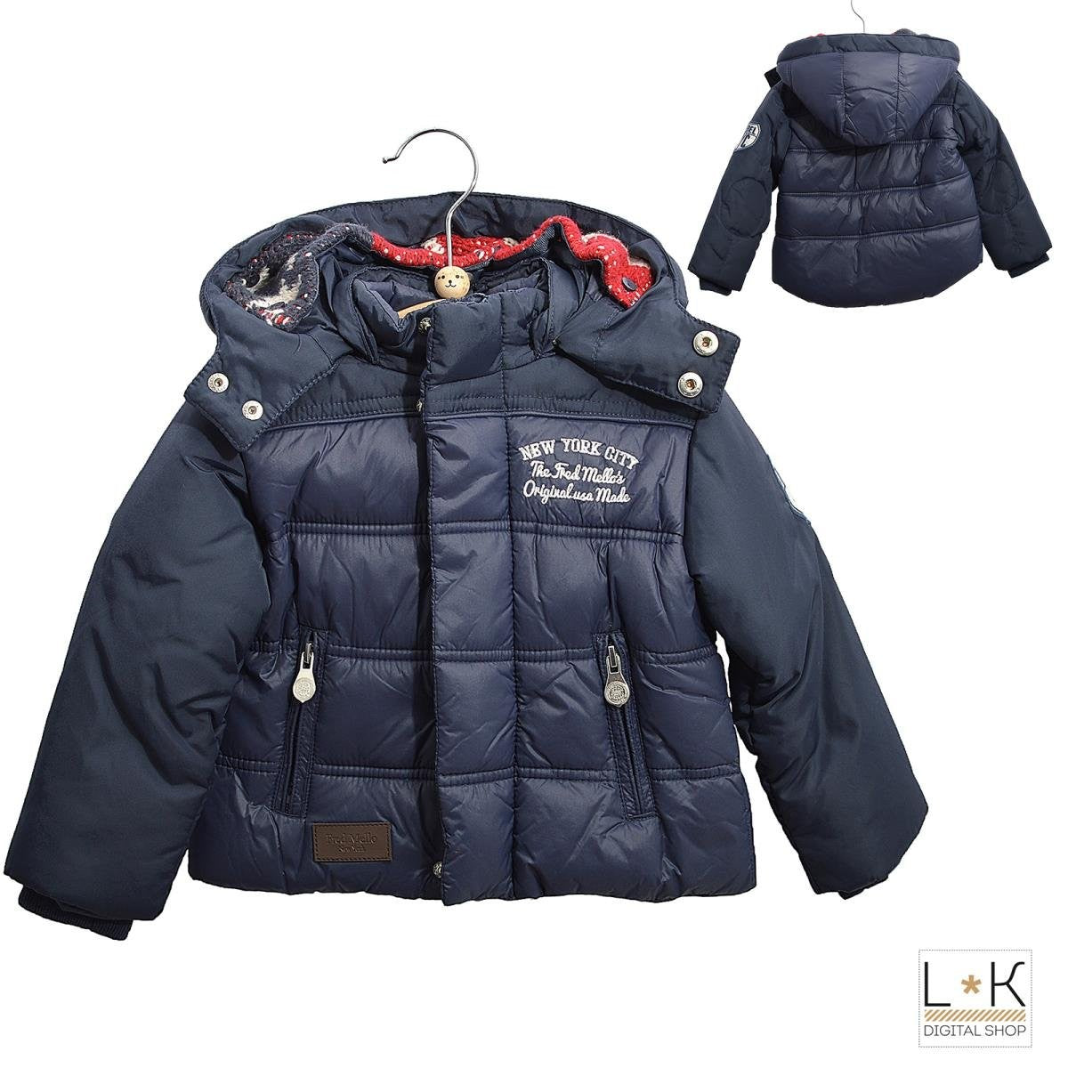 Giubbotto con Cappuccio Neonato Blu Fred Mello 12655 - FRED MELLO - LuxuryKids
