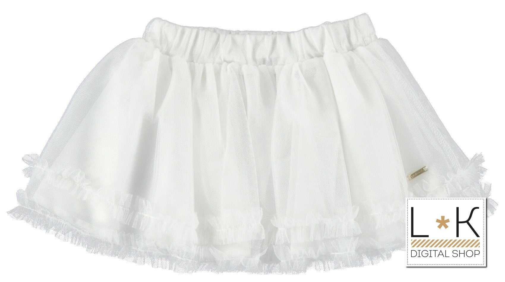 Gonna In Tulle Bianco Elegante Bambina Sarabanda U233 - SARABANDA - LuxuryKids