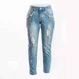 Jeans Strappato Con Perle Bambina Fun&Fun FNJPT1225 - FUN&FUN - LuxuryKids