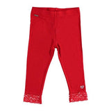 Leggings Cotone Pizzo Rosso Bambina Sarabanda U213 - SARABANDA - LuxuryKids