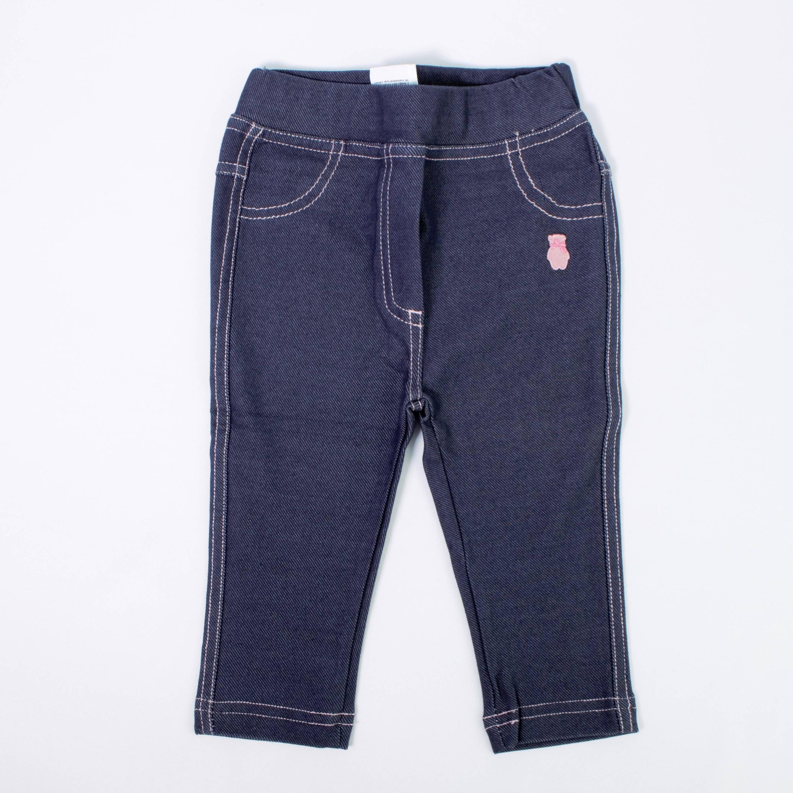 Leggins Blu Denim Con Cuciture Rosa Neonata MINIBANDA H732 - MINIBANDA - LuxuryKids
