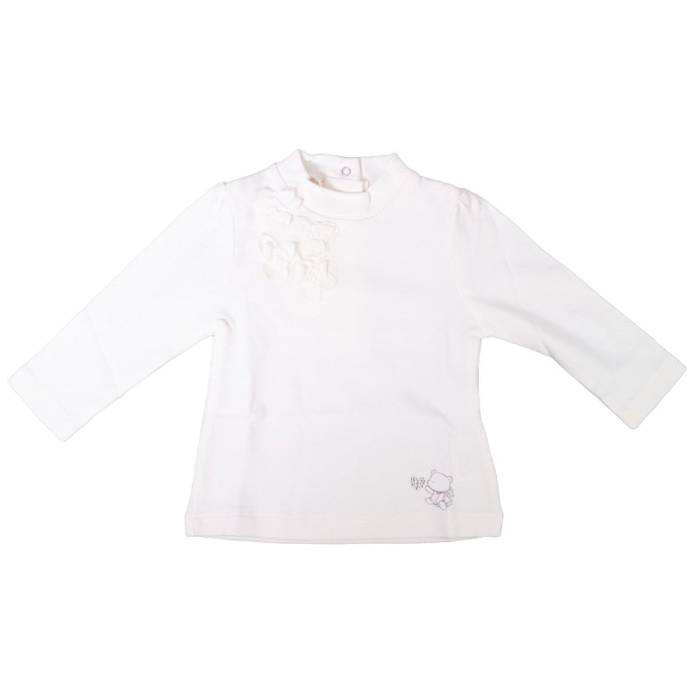 Lupetto Cotone Con Fiori Neonata Panna Minibanda F6170 - MINIBANDA - LuxuryKids