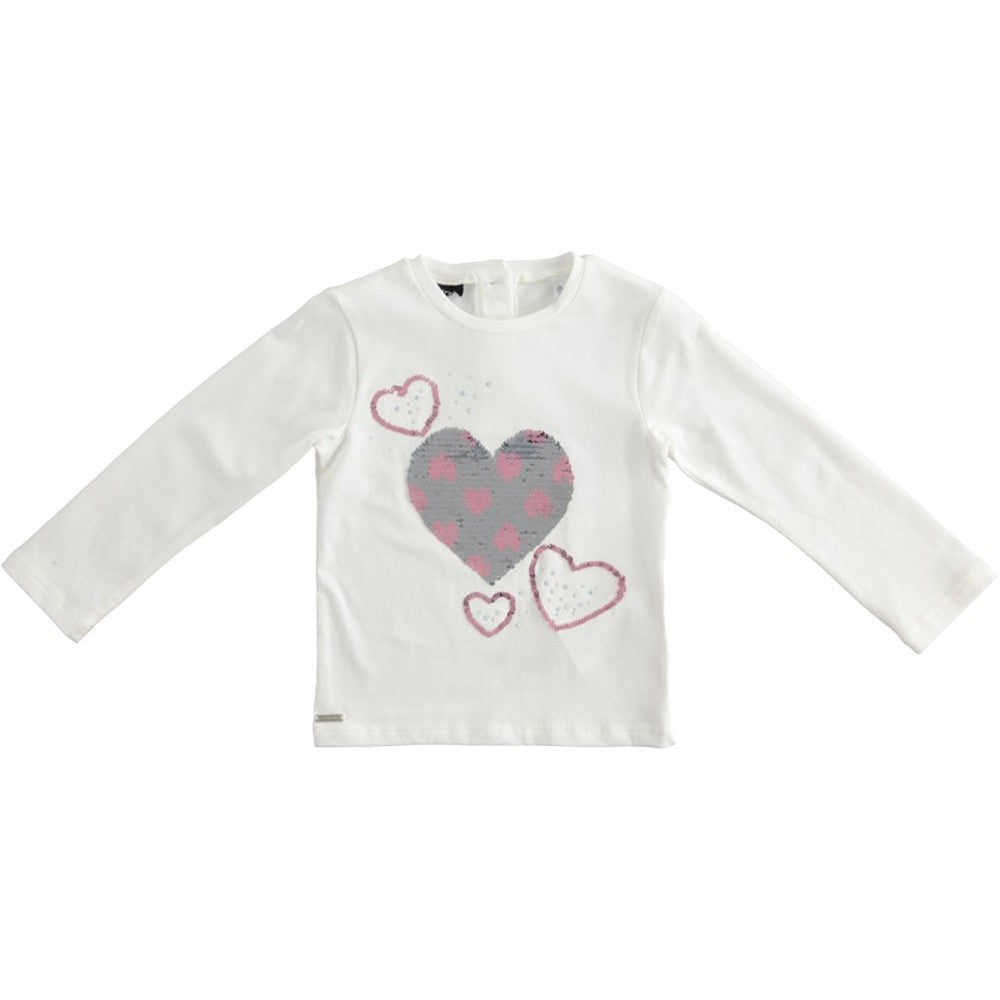 Maglia Caldo Cotone Maniche Lunghe Bianca Bambina SARABANDA 1204 - SARABANDA - LuxuryKids