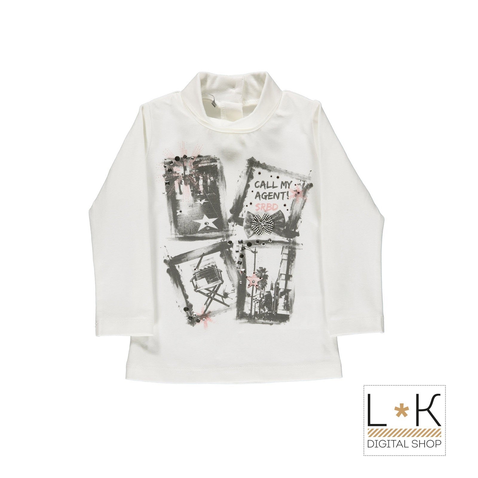 Maglia Collo Alto Panna con Stampa Neonata Sarabanda H209 - SARABANDA - LuxuryKids
