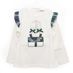 Maglia Girocollo Bianca con Stampa e Fiocchetti in Velluto Per Bambina Dr.Kids 404 - DR.KID - LuxuryKids