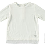 Maglia Girocollo Bianco con Pizzo Neonata Sarabanda U203 - SARABANDA - LuxuryKids