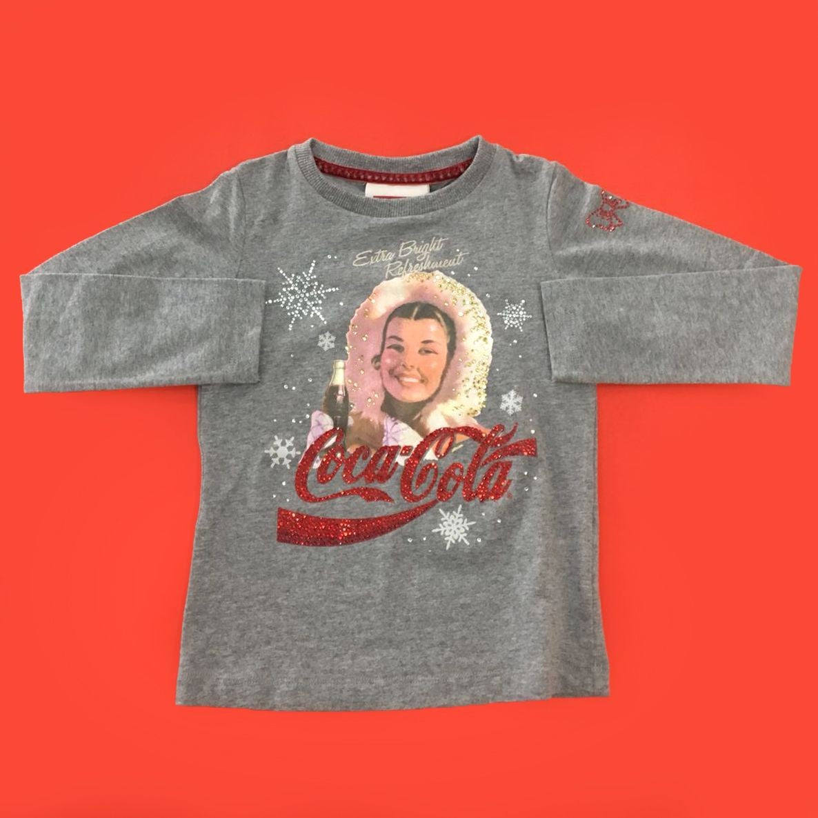 Maglia Girocollo Coca Cola in Caldo Cotone Grigio Bambina Fix Design CC2202 - FIX DESIGN - LuxuryKids