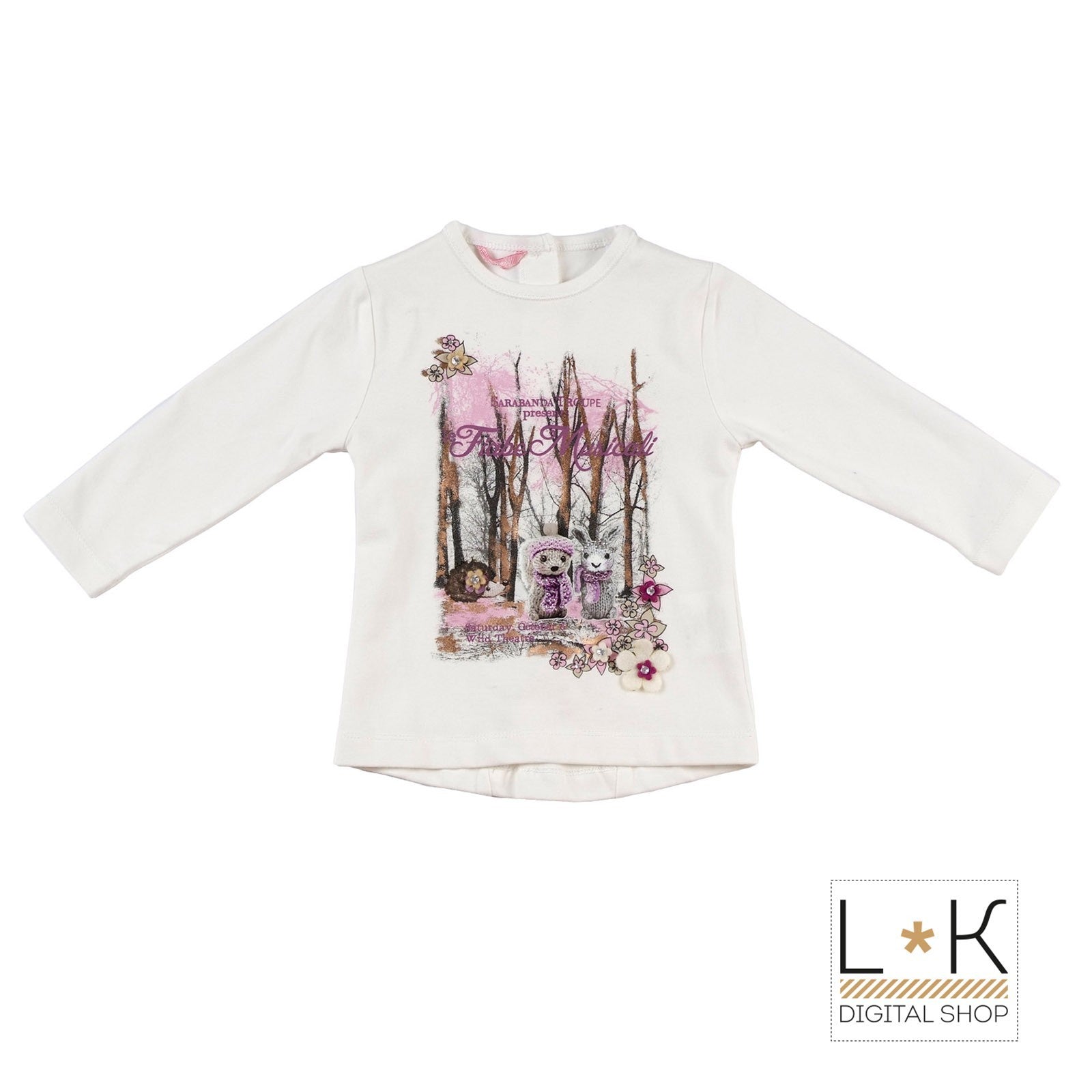 Maglia girocollo con Stampa Bianco Neonata Sarabanda F214 - SARABANDA - LuxuryKids