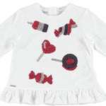 Maglia Girocollo Manica lunga in cotone Bambina bianco Sarabanda W209 - SARABANDA - LuxuryKids
