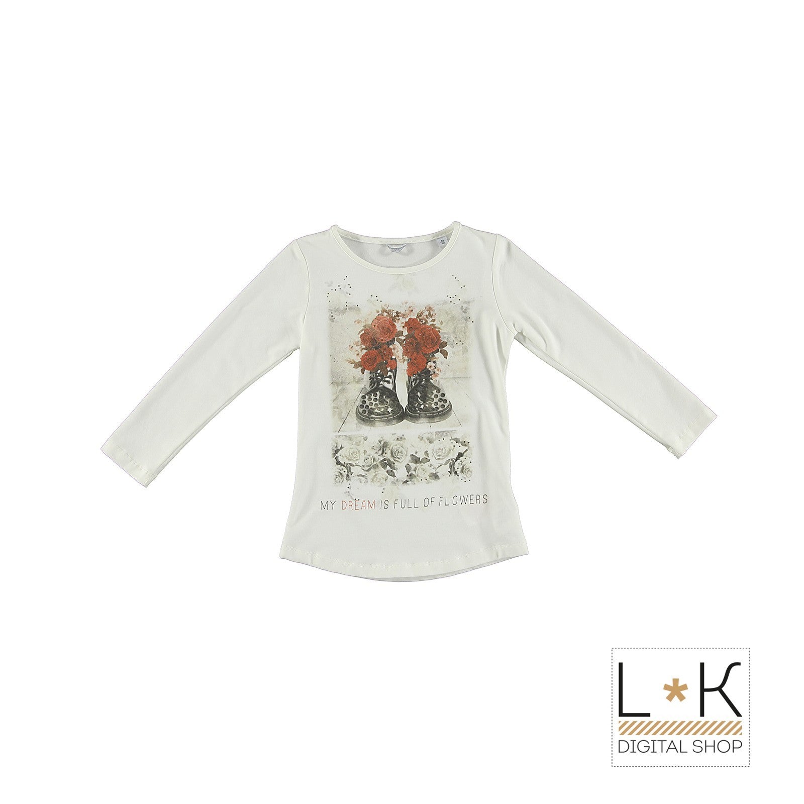 Maglia in caldo Cotone Bianco Bambina Sarabanda N438 - SARABANDA - LuxuryKids