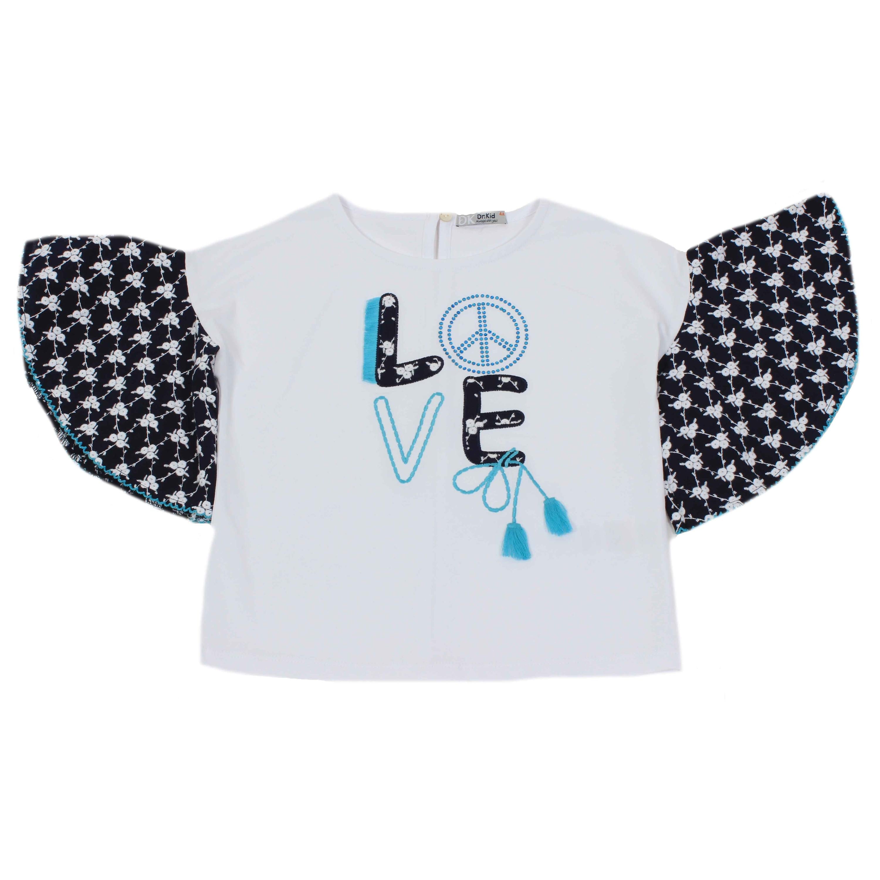 Maglia In Cotone Mezza Manica Bianca Bambina DR.KID DK407M - DR.KID - LuxuryKids