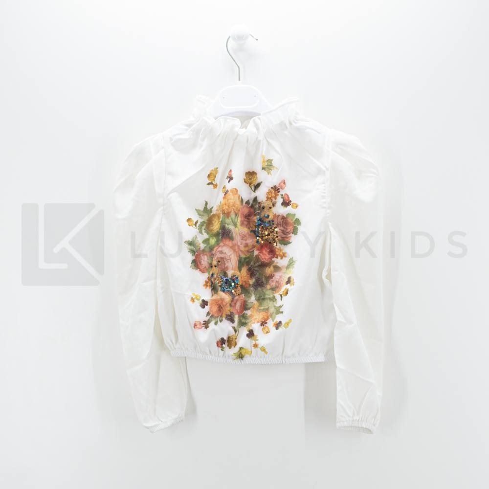 Maglia In raso Elegante Chic Bambina Panna BL03425 - LIALEA - LuxuryKids