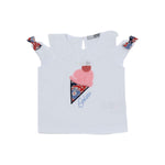 Maglia Manica Corta Applicazione Di Gelato Bianca Bambina DR KIDS DK342 - DR.KID - LuxuryKids